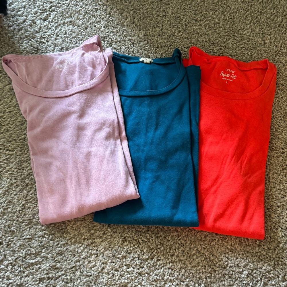 EUC! Set of 3 jcrew long sleeve shirts perfect fit size large blue lilac orange